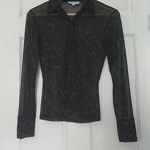 Long sleeves see through black w silver blue glitt